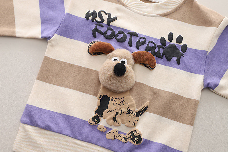 Puppy Pals Striped Sweatshirt & Jeans Set