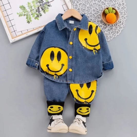 Smiles All Day Denim Shirt & Pant 3-piece Sets