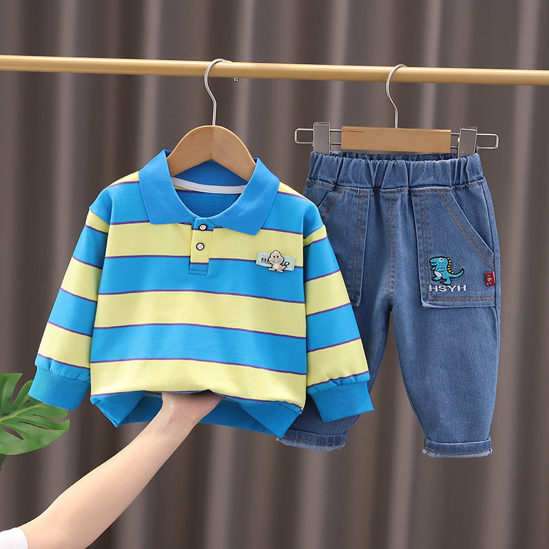 Boys Striped T-Shirt and Jeans Set