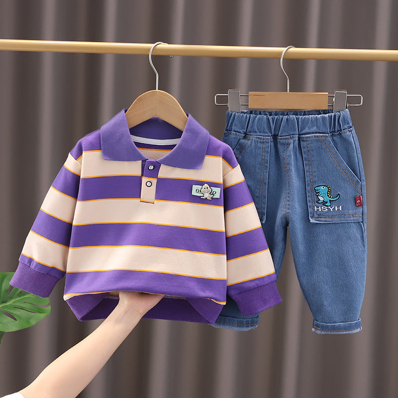 Boys Striped T-Shirt and Jeans Set