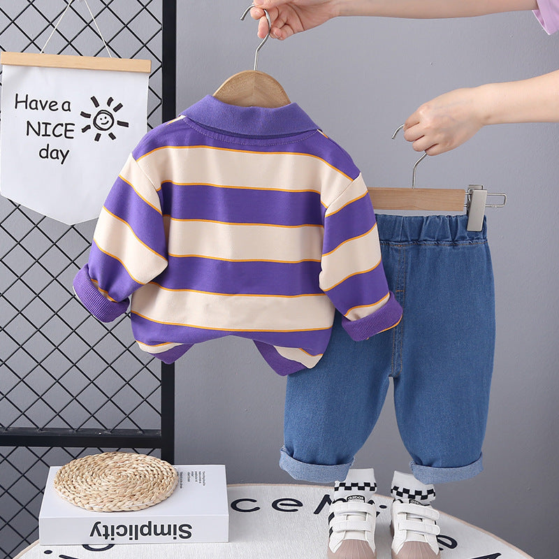 Boys Striped T-Shirt and Jeans Set