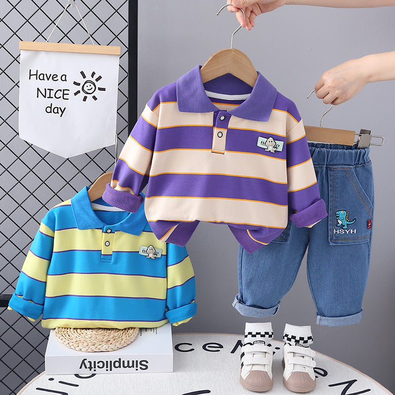 Boys Striped T-Shirt and Jeans Set